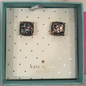 Kate Spade Muticolor Glitter Square Earrings Studs